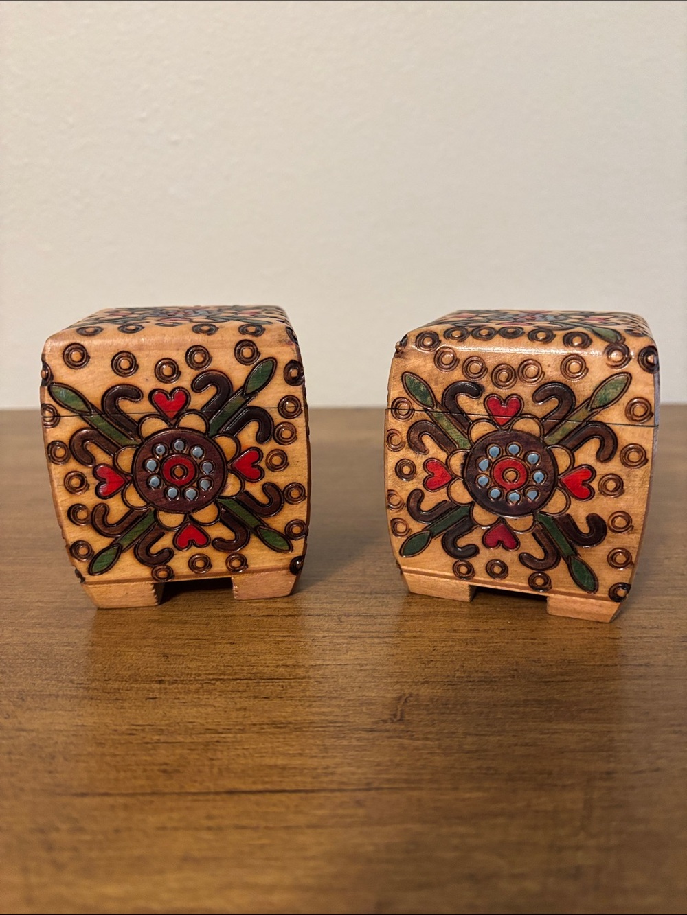 Hand-Painted Floral Wooden Accent Boxes (2)